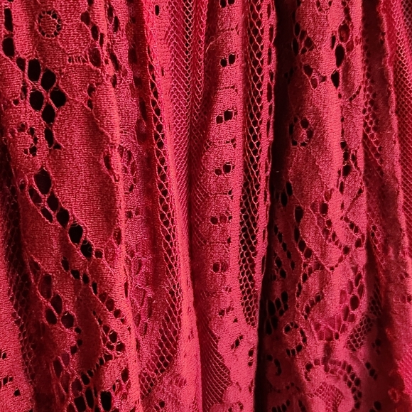 Dokotoo Women's Red V Neck Lace Dress Long Party Wedding Dresses Short Sleeve xl - Picture 6 of 9